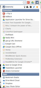 All of your extensions are accessible straight from the toolbar with Extensity.
